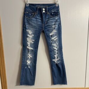 American Eagle Outfitters Artist Crop Distressed Denim Jeans Size 00